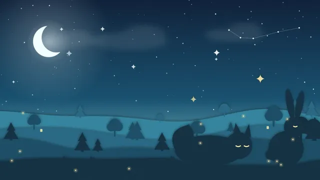 Un gatito sobre una colina bajo la luna
