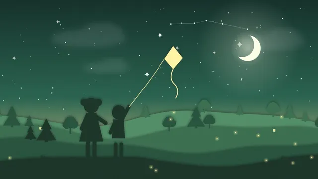 Duas crianças pintando juntas um desenho de céu e mar na varanda, cada uma com metade de um lápis azul