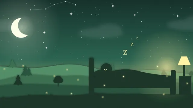An illustration of a calm bedroom in evening light