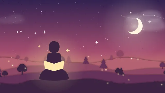 A child in pajamas on a parent's lap with a library book, a night train and an owl drawn in the margins