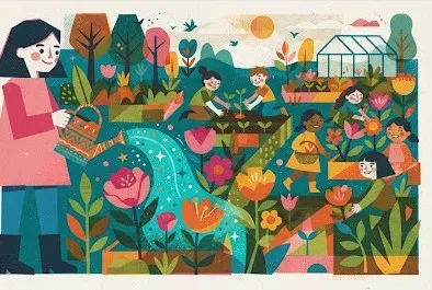 Ela y el jardín compartido